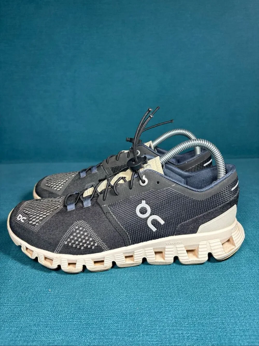 On Cloud X Womens Size 8.5 Black Cream Running Shoes Sneakers 40.99592